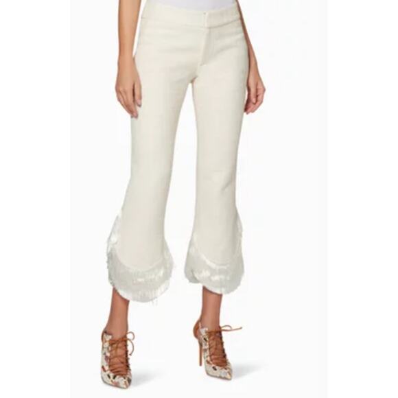 Alexis Ivory Fringed Tatum Tweed Wide Leg Pants Womens Small - Picture 15 of 16